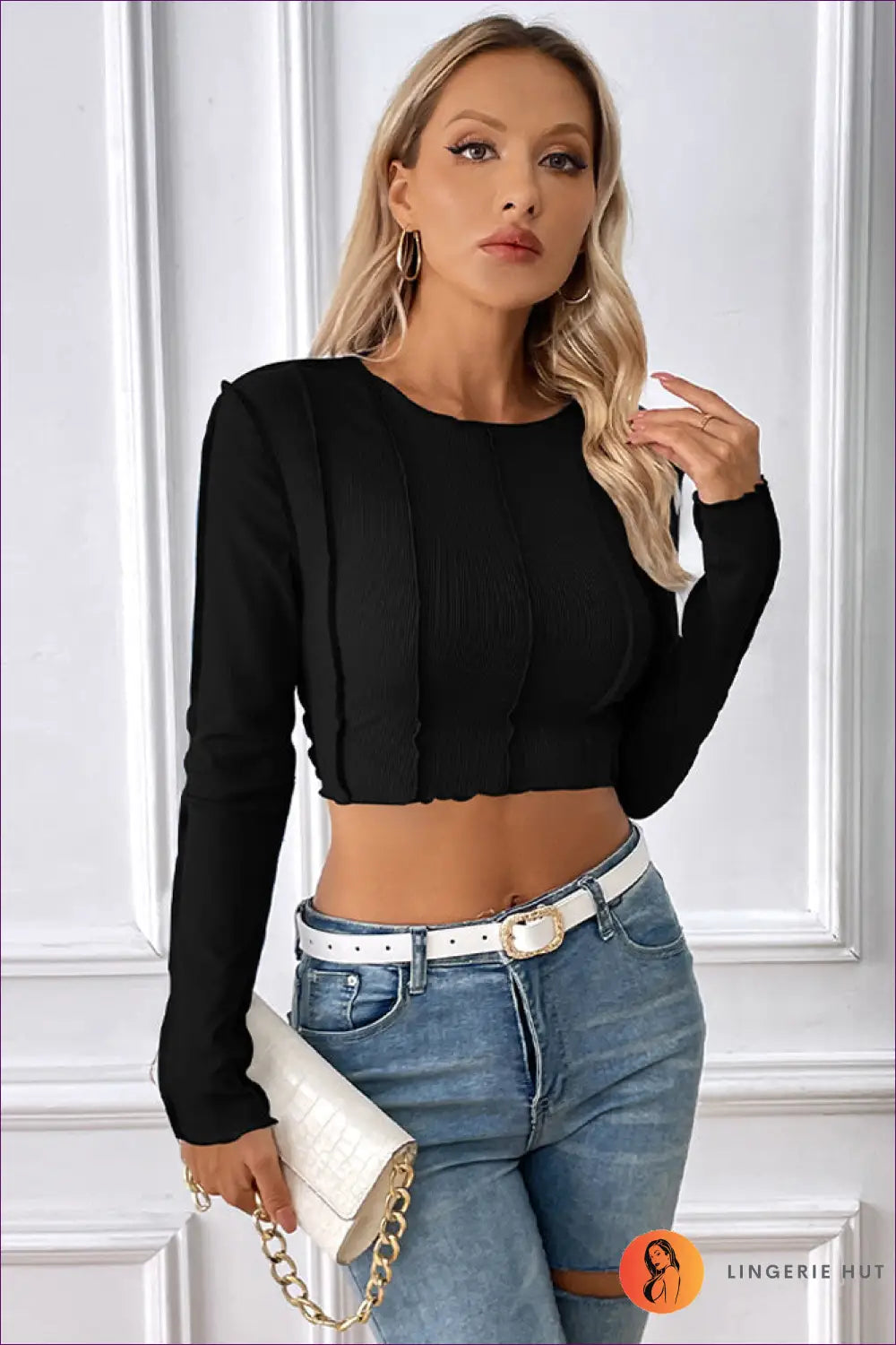 Ribbed Crop Top Slim Fit - Effortless Day-to-night Edge - s / Black - Shirts & Tops - Lingerie Hut - All Season