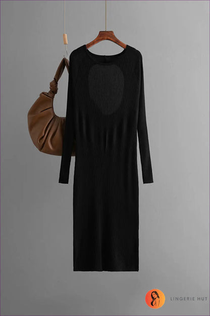 Ribbed Knit Bodycon Midi Dress - Sleek Everyday Layers - one Size / Black - Dresses - Lingerie Hut - All Season