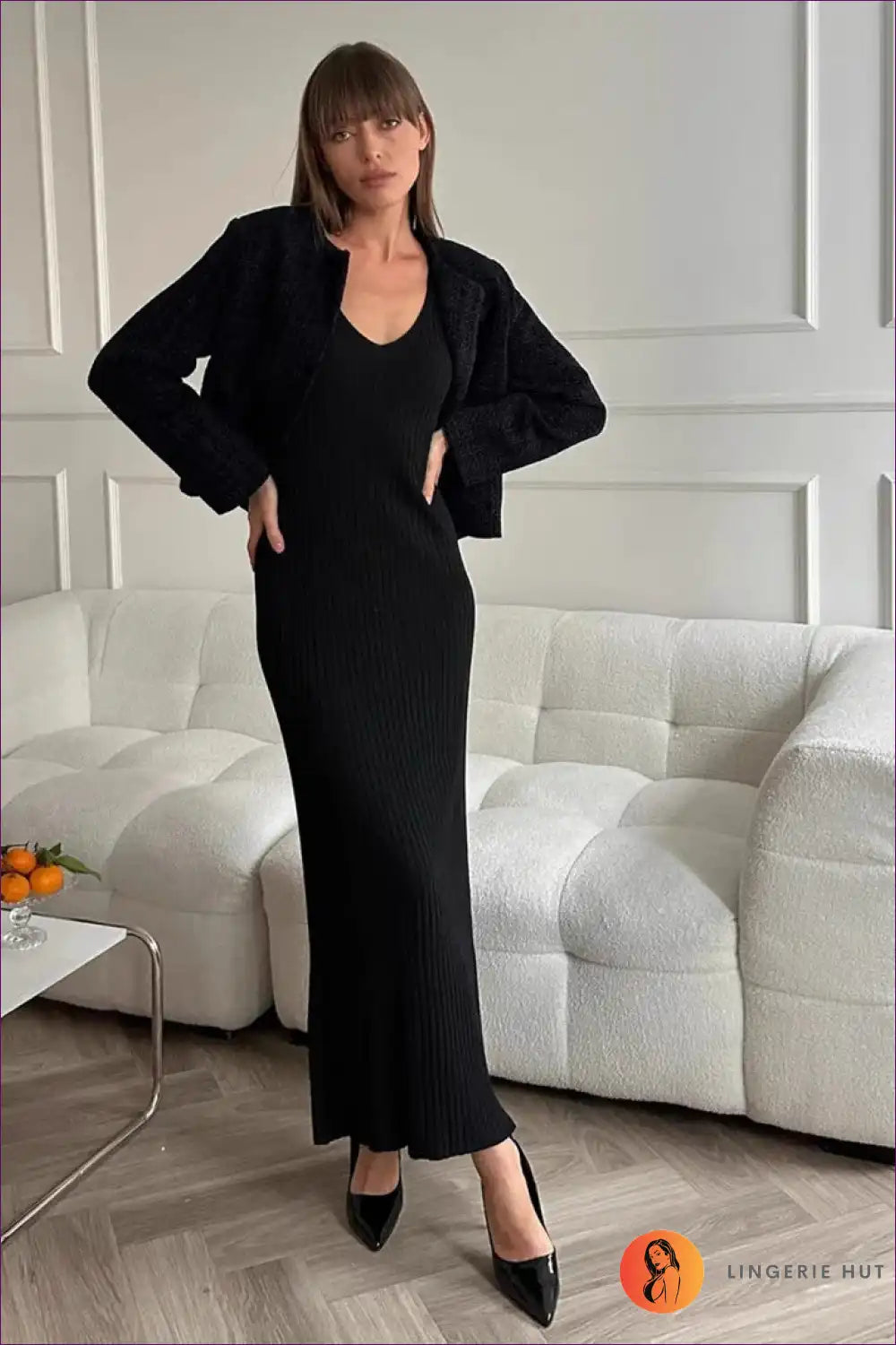 Ribbed Knit Maxi Dress with Wide Straps - Beachside Simplicity for Beachwear, Bodycon, Casual, Cotton,