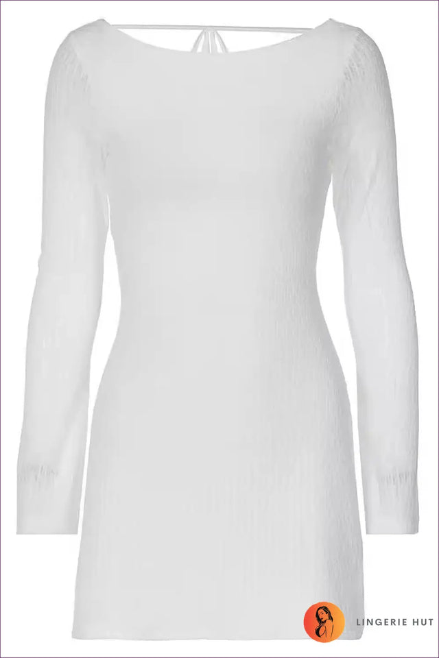 Ribbed Knit Mini Dress with Bell Sleeves