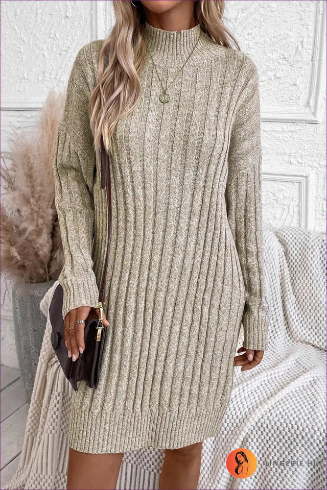 Ribbed Knit Sweater Mini Dress - Off-Duty Cosy Vibes