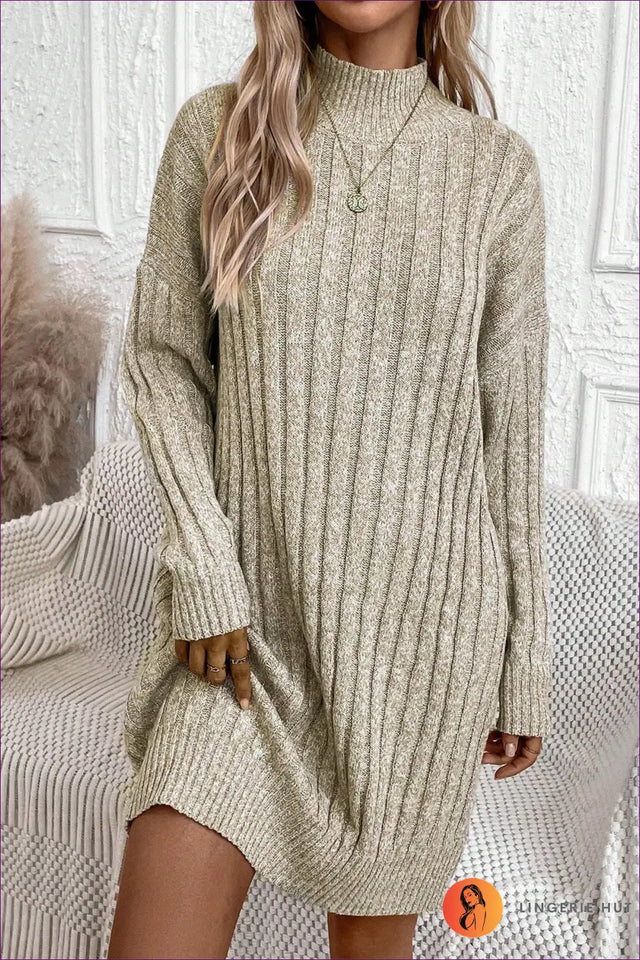 Ribbed Knit Sweater Mini Dress - Off-Duty Cosy Vibes