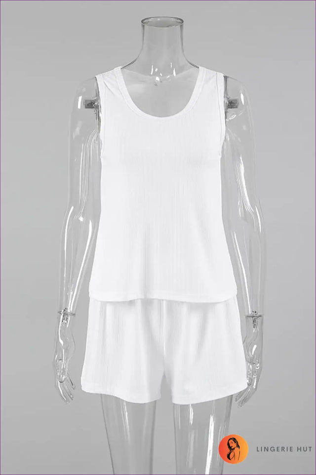 Ribbed Co Ord Set With Tank Top - Minimalist Comfort, Everyday Ease