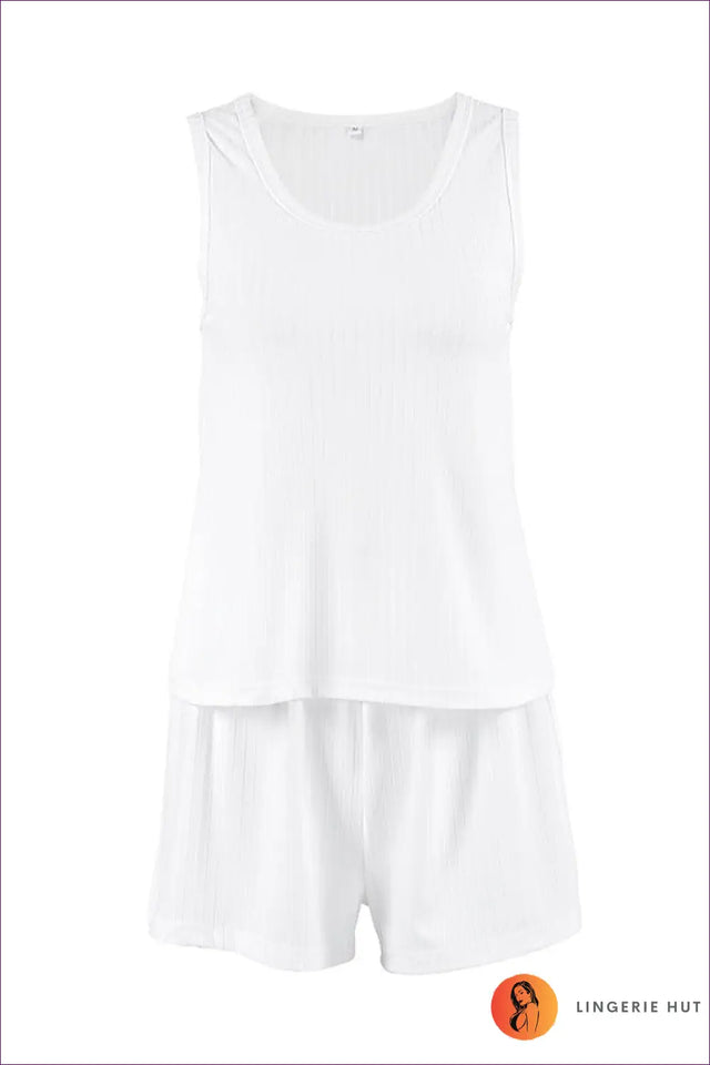 Ribbed Co Ord Set With Tank Top - Minimalist Comfort, Everyday Ease