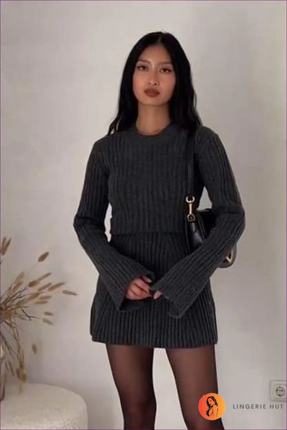 Ribbed Sweater Mini Dress - Quiet Confidence for Autumn - Dresses - Lingerie Hut - All Season • Autumn • Bodycon