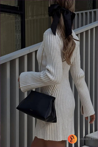 Ribbed Sweater Mini Dress - Quiet Confidence for Autumn - Dresses - Lingerie Hut - All Season • Autumn • Bodycon