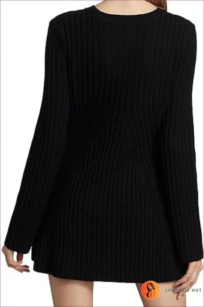 Ribbed Sweater Mini Dress - Quiet Confidence for Autumn - s / Black - Dresses - Lingerie Hut - All Season • Autumn