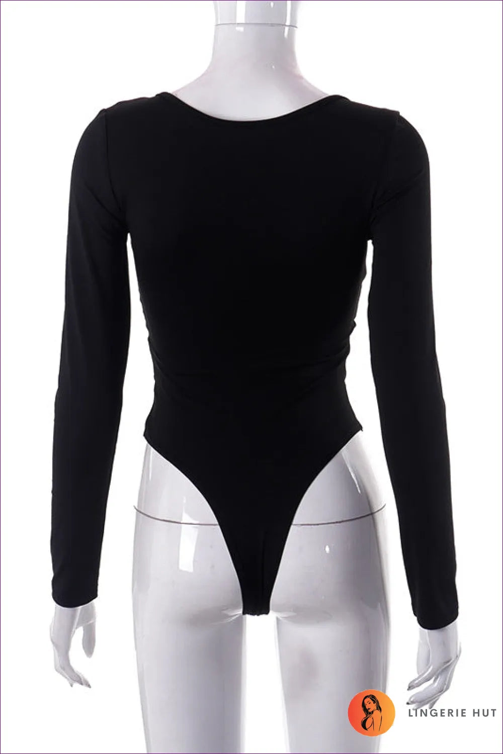 Make a Statement With Our Ring Detail Cut Out Long Sleeve Thong Bodysuit. Crafted From Sheer Fabric, Featuring