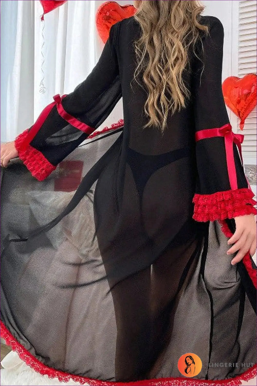 Lace Trim Maxi Robe - Luxe Evenings in - Lingerie Hut - All Season • Boudoir • Evening Wear • Glamour • Header-fixed