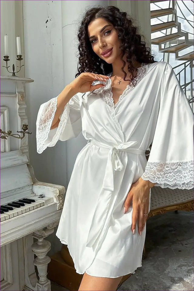 Robe with Lace Trim - Morning Ritual Luxury