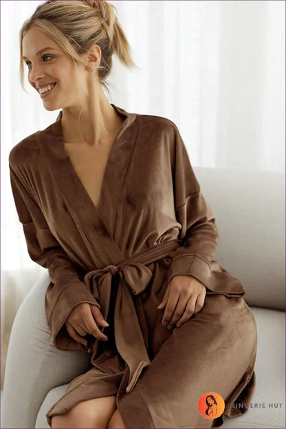 Robe with Plush Texture - Luxurious Retreat for Autumn, Casual, just In, Loungewear, Mini