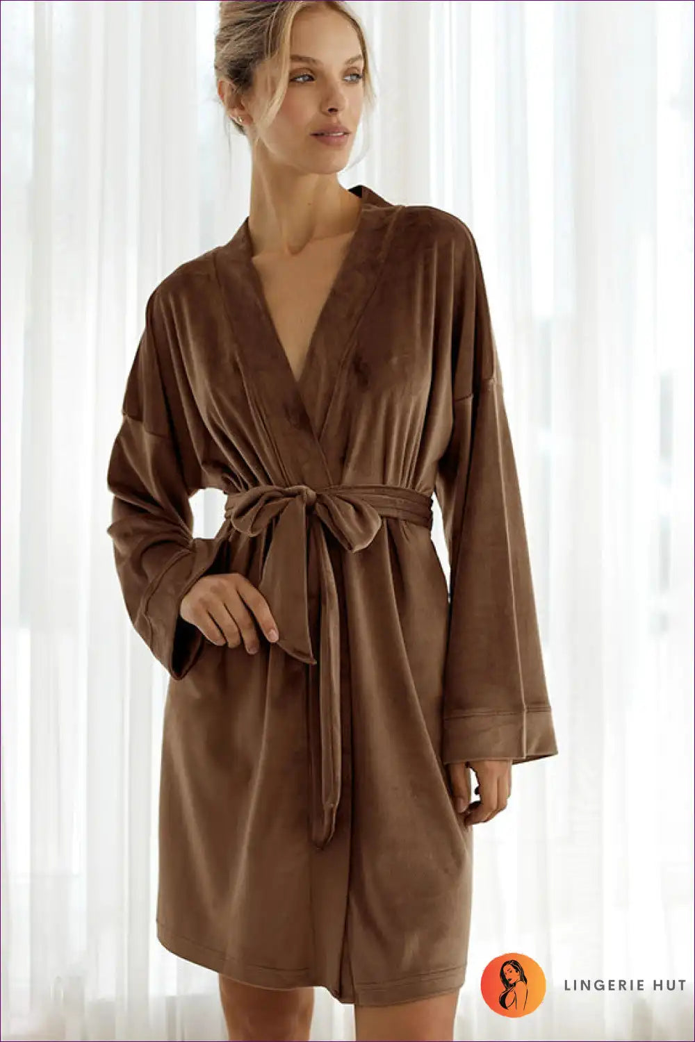 Robe with Plush Texture - Luxurious Retreat for Autumn, Casual, just In, Loungewear, Mini