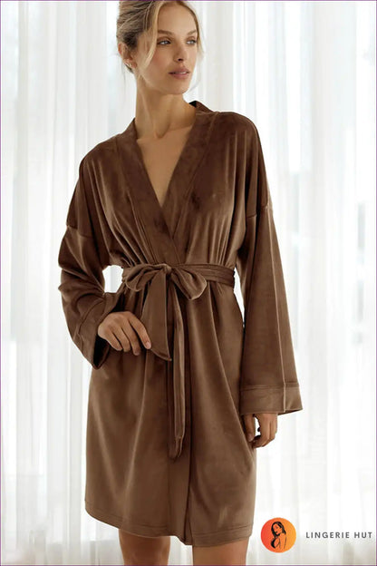 Robe with Plush Texture - Luxurious Retreat for Autumn, Casual, just In, Loungewear, Mini