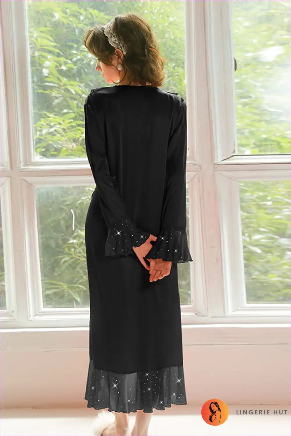 Robe with Sequin Details - Glamorous Evenings for Boudoir, Evening Wear, Glamour, just In, Loungewear