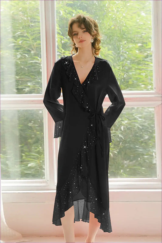 Robe with Sequin Details - Glamorous Evenings for Boudoir, Evening Wear, Glamour, just In, Loungewear