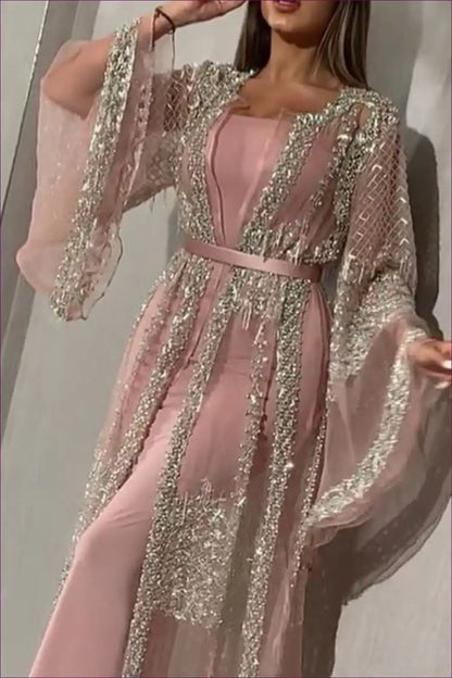 Robe with Sequin Embellishment - Glamorous Evenings for All Season, Boudoir, Evening Wear, Glamour,
