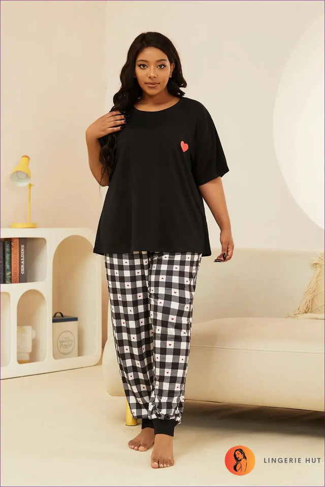 Heart Print Pyjama Set - Editorial Downtime Edit