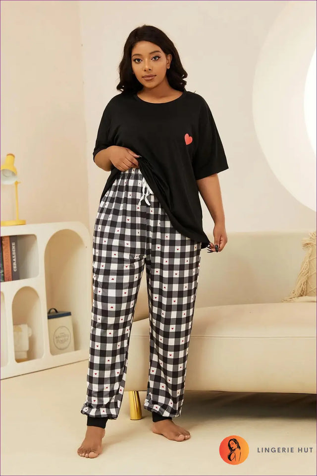 Heart Print Pyjama Set - Editorial Downtime Edit