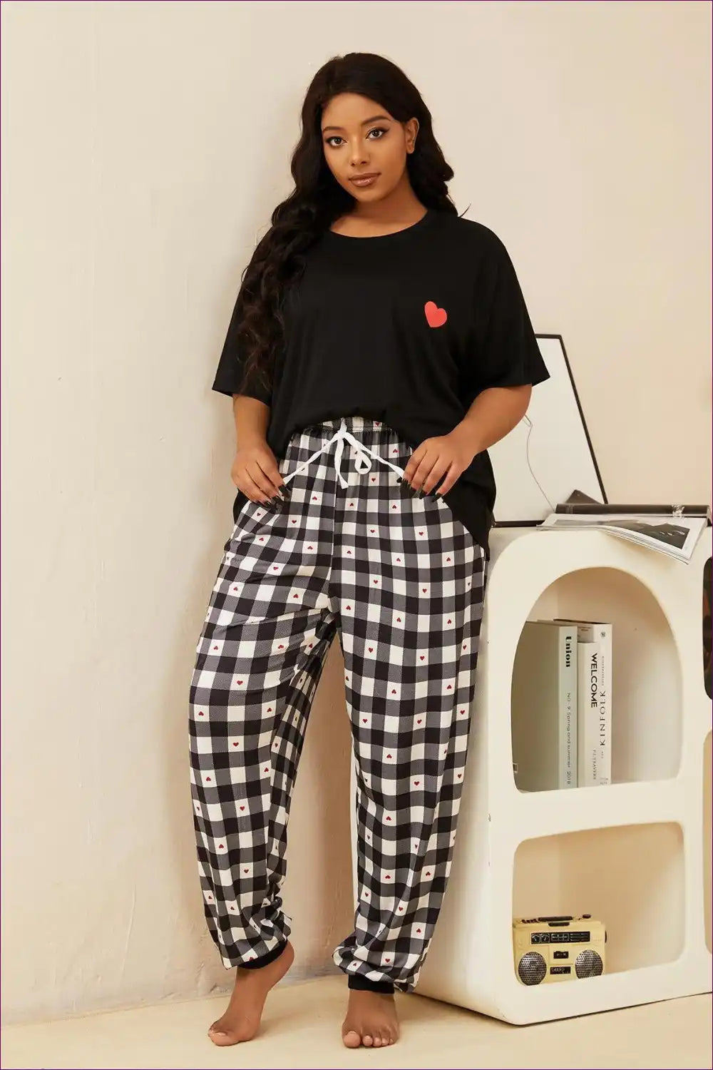 Robe Set with Text Print - Statement Lounging for All Season, Casual, Everyday, Glamour,