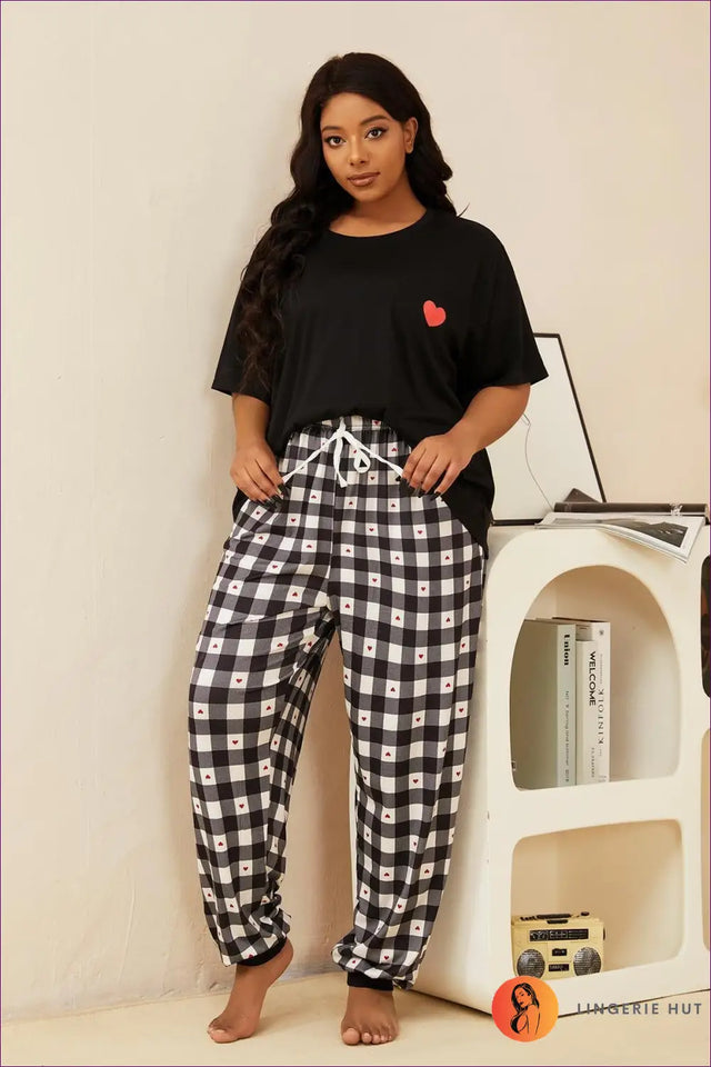 Heart Print Pyjama Set - Editorial Downtime Edit