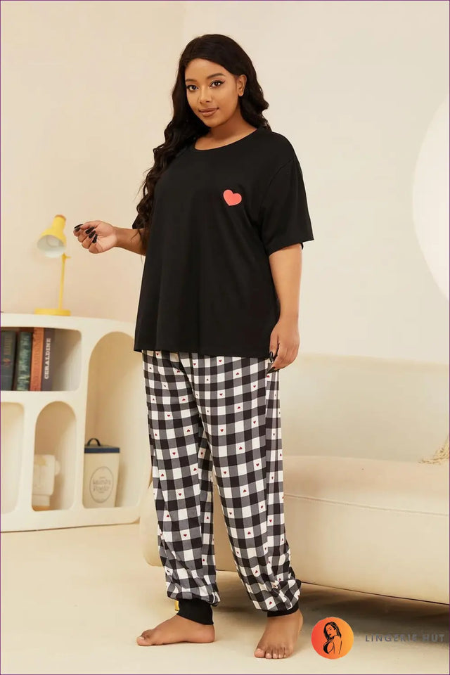 Heart Print Pyjama Set - Editorial Downtime Edit