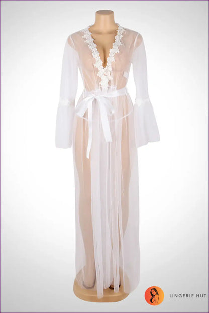 Robe with Sheer Panels - Morning Luxury for All Season, Boudoir, Bridal, Glamour,