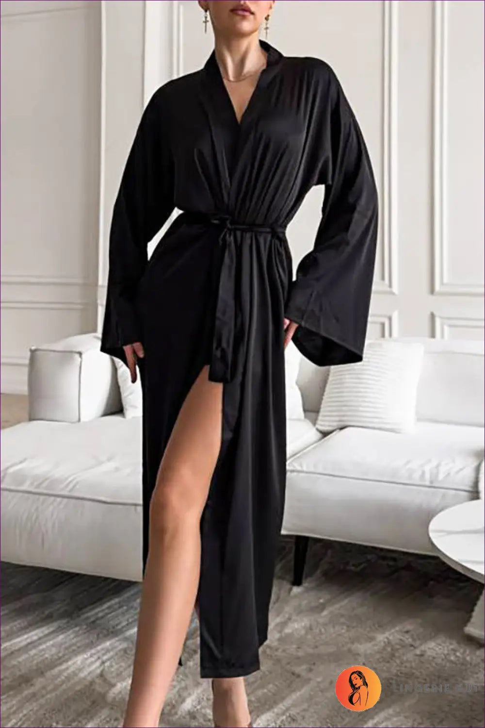 Robe and Slip Set with Lace Trim - Bridal Morning Calm - just in • Mini • Night • Nightdress - Lingerie Hut