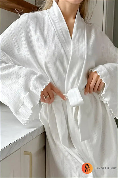 Robe with Textured Weave - Morning Ritual for All Season, Casual, Cotton, Everyday,