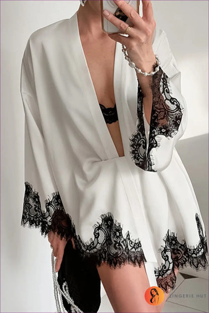 Robe with Tie Waist Detail - Late Afternoon Glow - just in • Lace • Mini • Night • Nightwear - Lingerie Hut