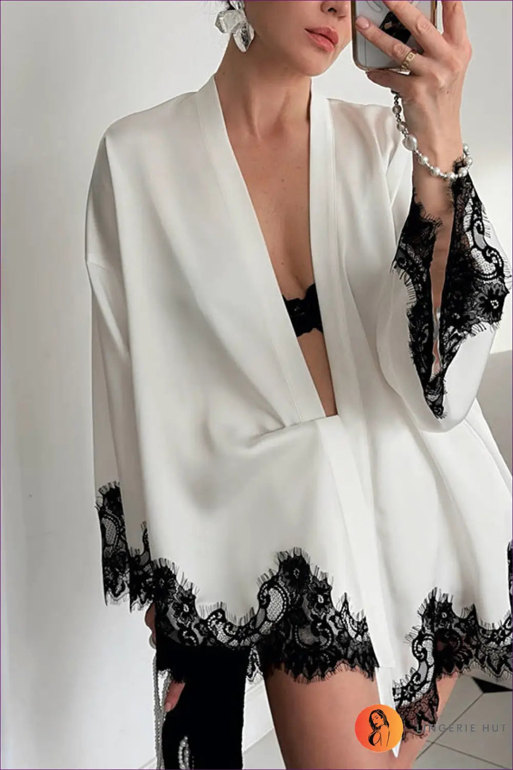 Robe with Tie Waist Detail - Late Afternoon Glow - just in • Lace • Mini • Night • Nightwear - Lingerie Hut
