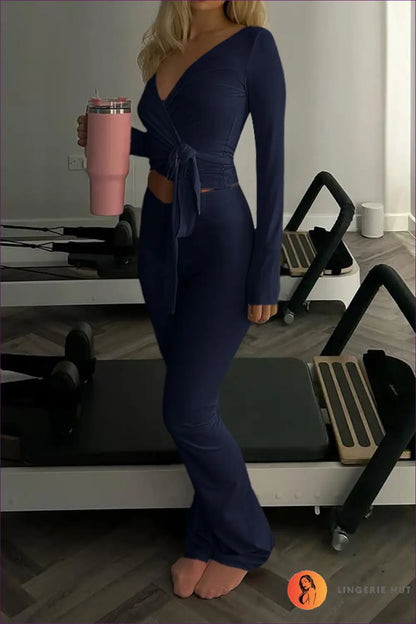 Ruched Asymmetric co Ord Set - Effortless Edge - s / Purplish Blue - Casual • Clothing • Cutout • Everyday - Lingerie