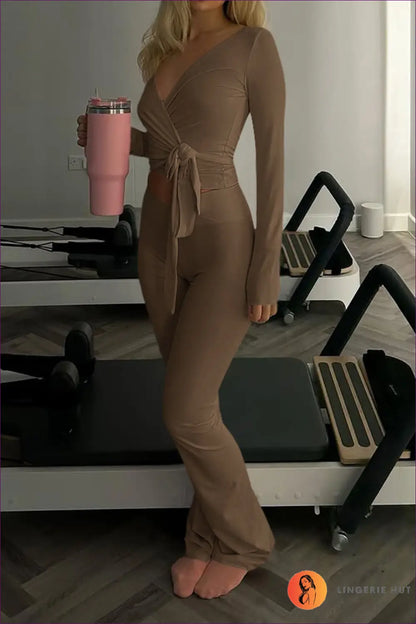Ruched Asymmetric co Ord Set - Effortless Edge - s / Brown1 - Casual • Clothing • Cutout • Everyday - Lingerie Hut
