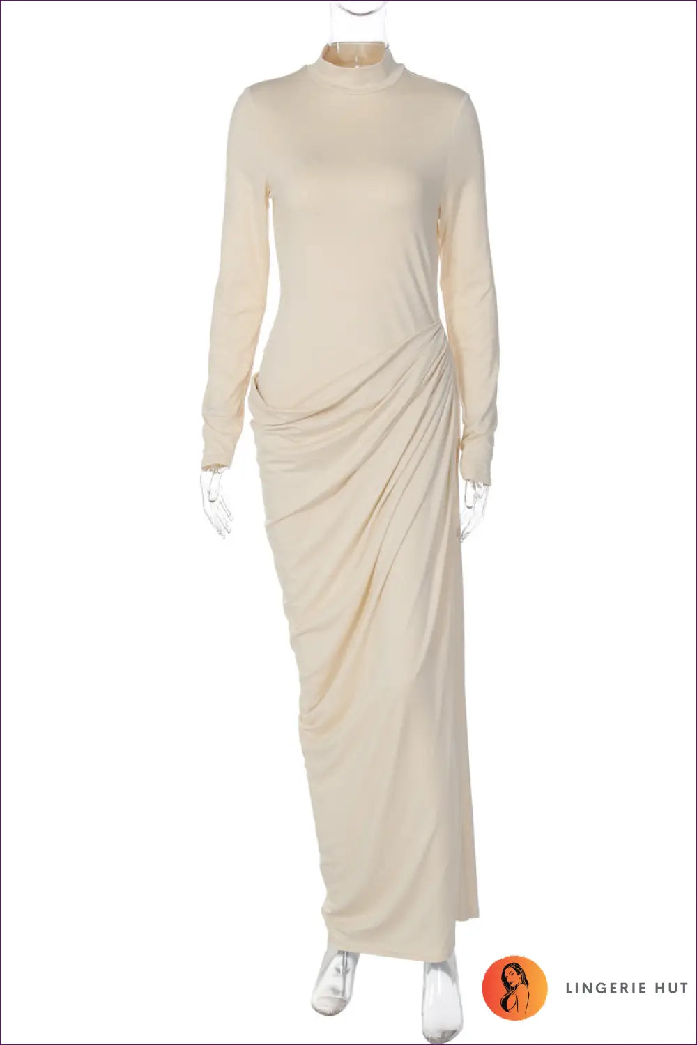 Ruched Maxi Dress - Understated Glamour - s / Apricot - Dresses - Bodycon • Clothing • Everyday • Lingerie Hut