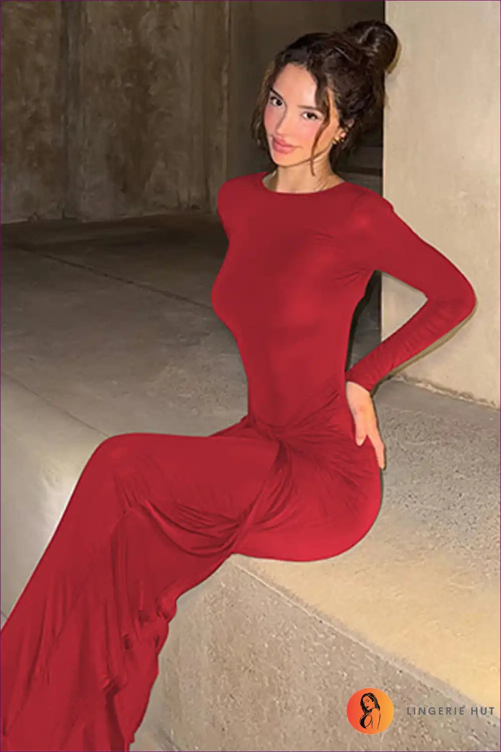 Ruched Bodycon Maxi Dress with Long Sleeves for Bodycon, Date Night, Evening Wear, Formal Glamour