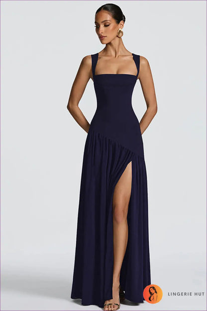 Ruched Maxi Dress with Ribbon Detail - s / Purplish Blue - Clothing • Evening Wear • Glamour • Lingerie Hut