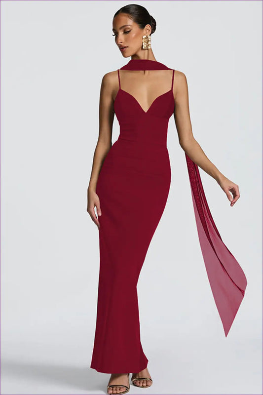 Ruched Maxi Dress with Ribbon Detail - Understated Glamour - Dresses - Lingerie Hut - All Season • Backless • Bodycon