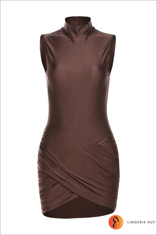 Ruched Mini Bodycon Dress - Party Nights Sorted - s / Brown - Dresses - Lingerie Hut - Cutout • Date Night • Glamour
