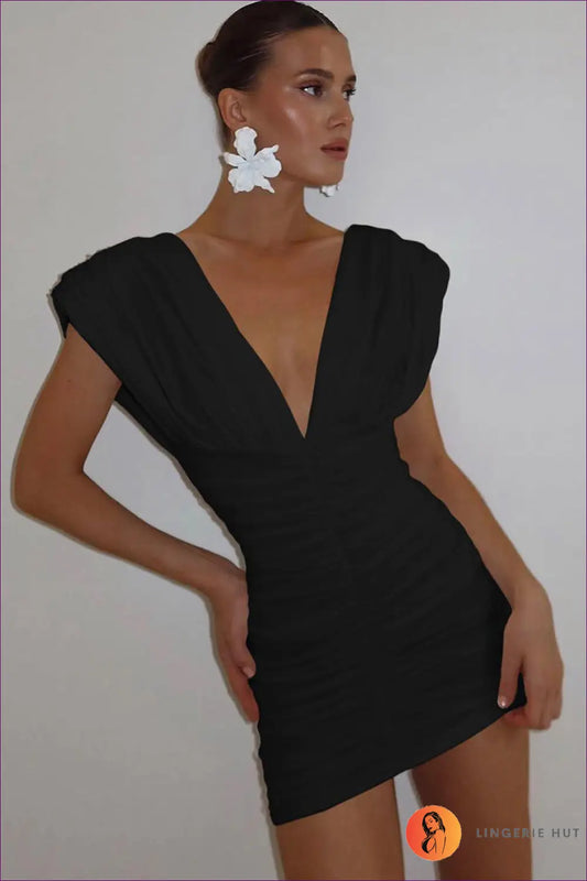 Ruched Bodycon Mini Dress - Understated Glamour - Dresses - Lingerie Hut - All Season • Cutout • Date Night