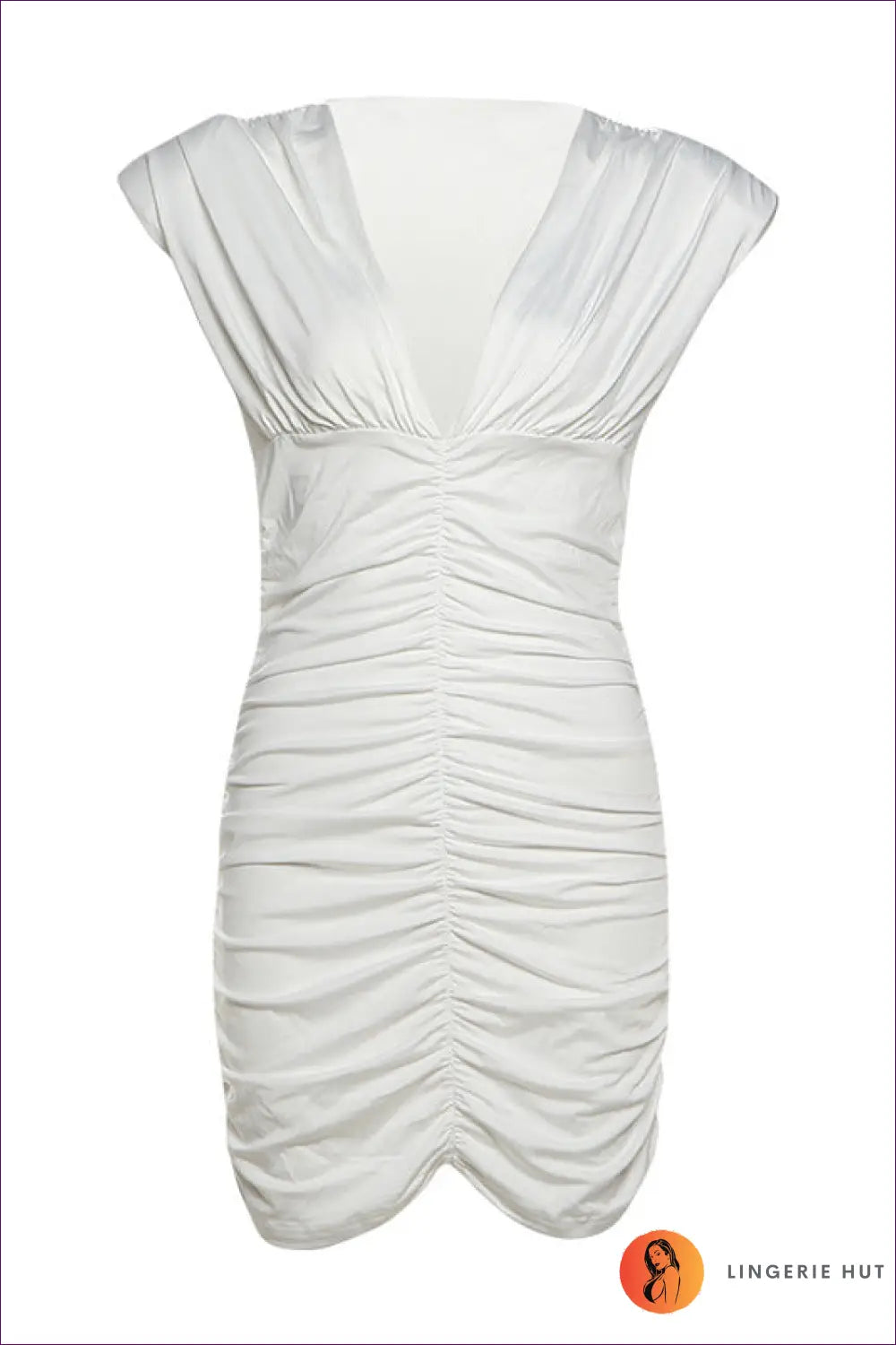 Ruched Bodycon Mini Dress - Understated Glamour - s / White - Dresses - Lingerie Hut - All Season • Cutout • Date Night