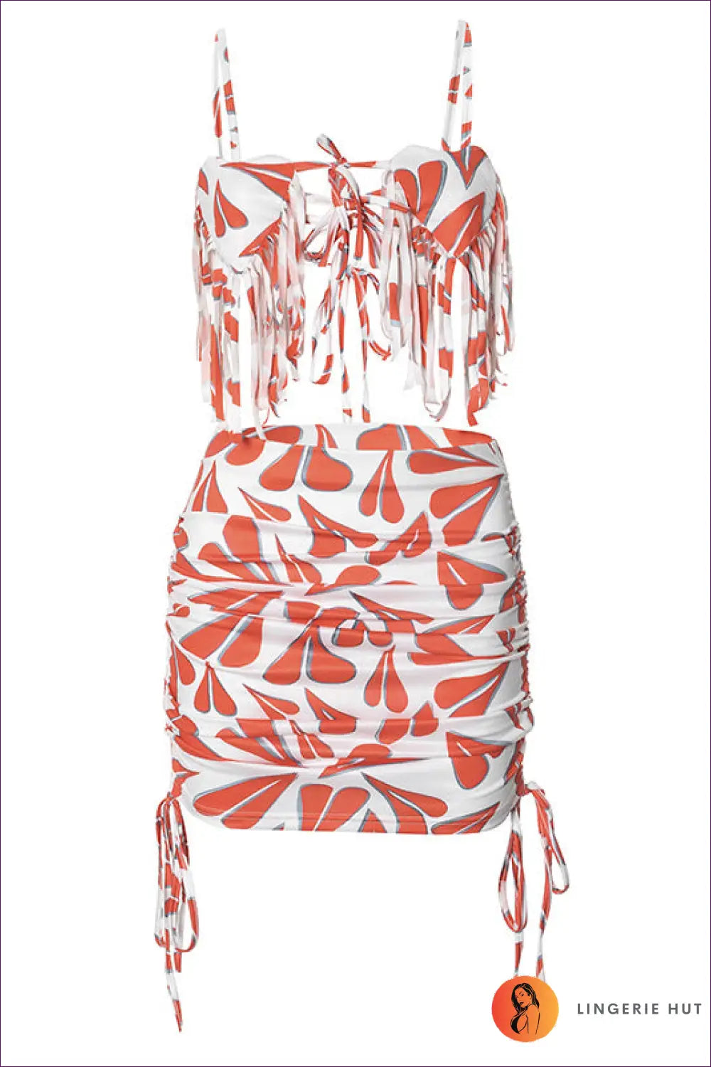 Ruched co Ord Set with Crop Top - Worth a Second Look - s / Red - Lingerie Hut - Casual • Cutout • Date Night