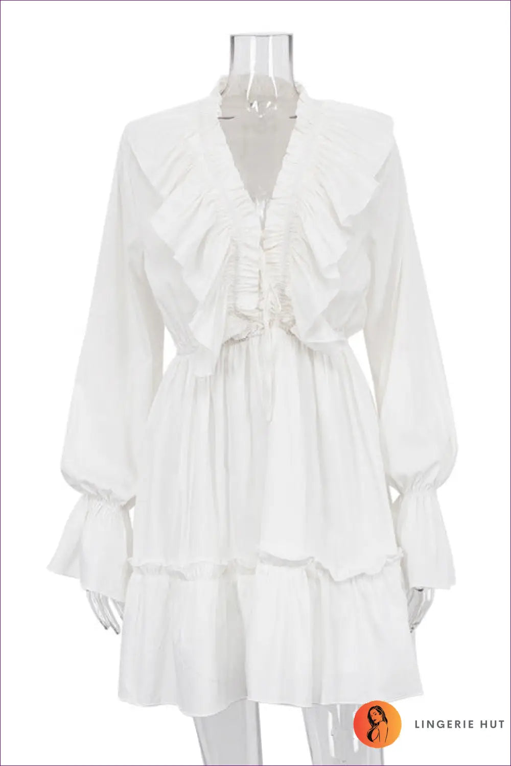 Ruffle Chiffon Mini Dress - Garden Party Ready - s / White - Dresses - Lingerie Hut - Casual • Evening Wear • Everyday