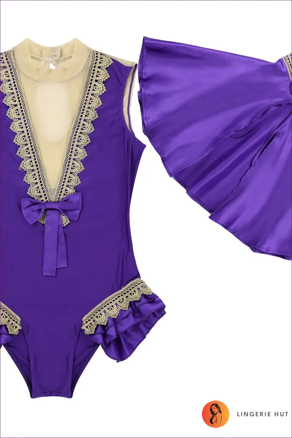 Ruffle Leotard Circus Costume with Cape - Showstopper Fun - Purple / s - Cutout • Halloween • Party • Plus Size