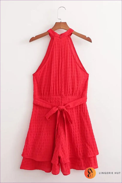 Ruffle A-line Mini Dress - Effortless Elegance - s / Burgundy - Dresses - Lingerie Hut - Casual • Chiffon • Evening Wear