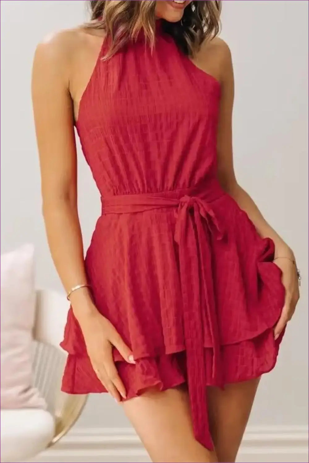 Ruffle A-line Mini Dress - Effortless Elegance - Dresses - Lingerie Hut - Casual • Chiffon • Evening Wear