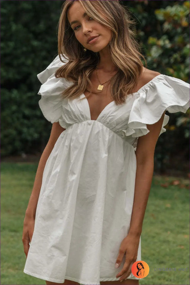 Ruffle Sleeve Mini Dress - Effortless Summer Ease