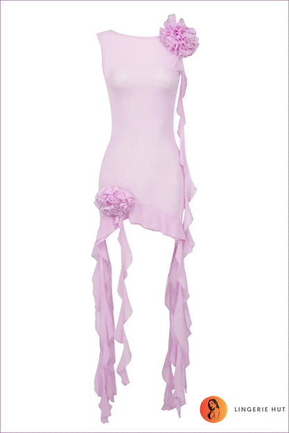 Ruffled High-low Bodycon Dress - Understated Glamour - Xs / Pink - Dresses - Lingerie Hut - Backless • Evening Wear