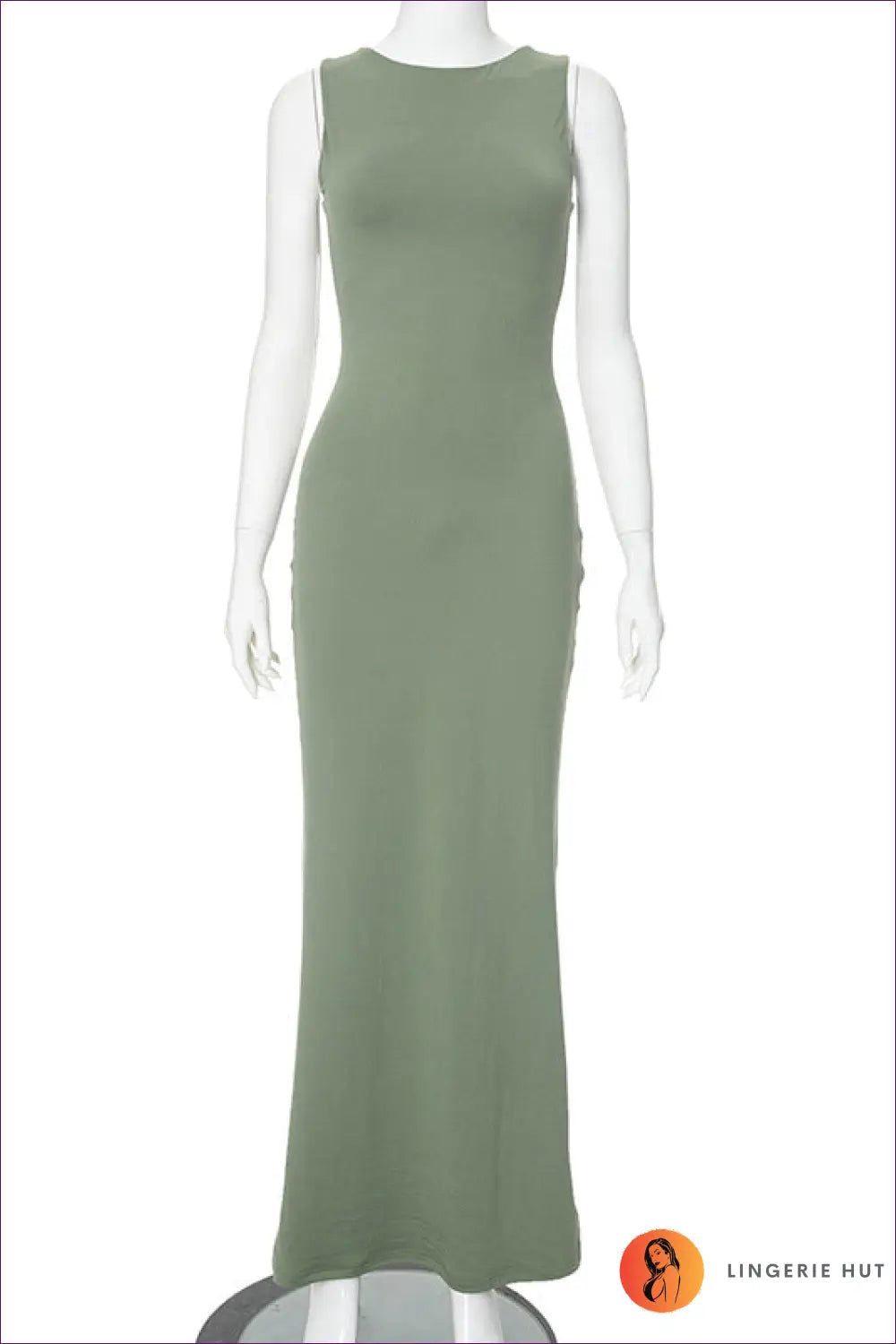 Sage Green Lace-up Plunge Maxi Dress - Daring Elegance for Bodycon, Dress, Glamour, Jersey,