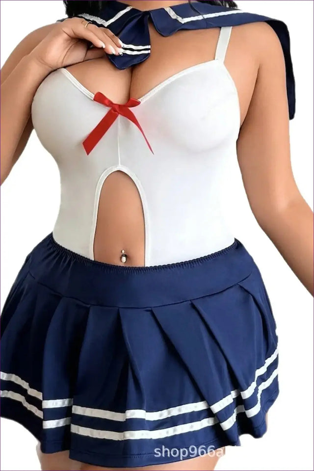 Sailor Costume with Cutout Bodysuit Set - Playful Confidence