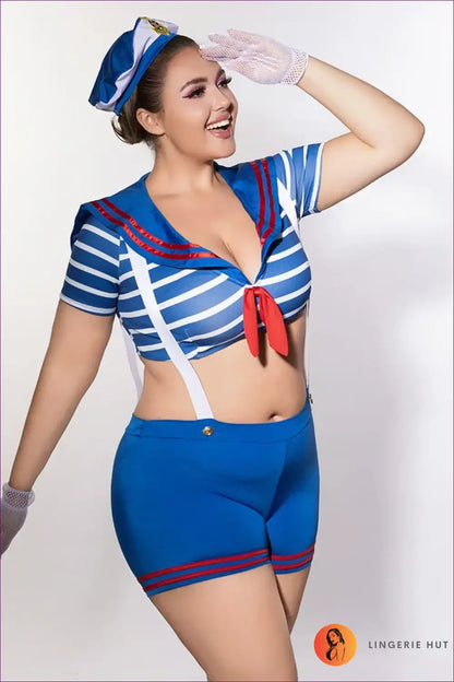 Sailor Costume with Suspender Strap Shorts - Cheerful Confidence - 01 / Xxl - Halloween • just in • Party • Role Play