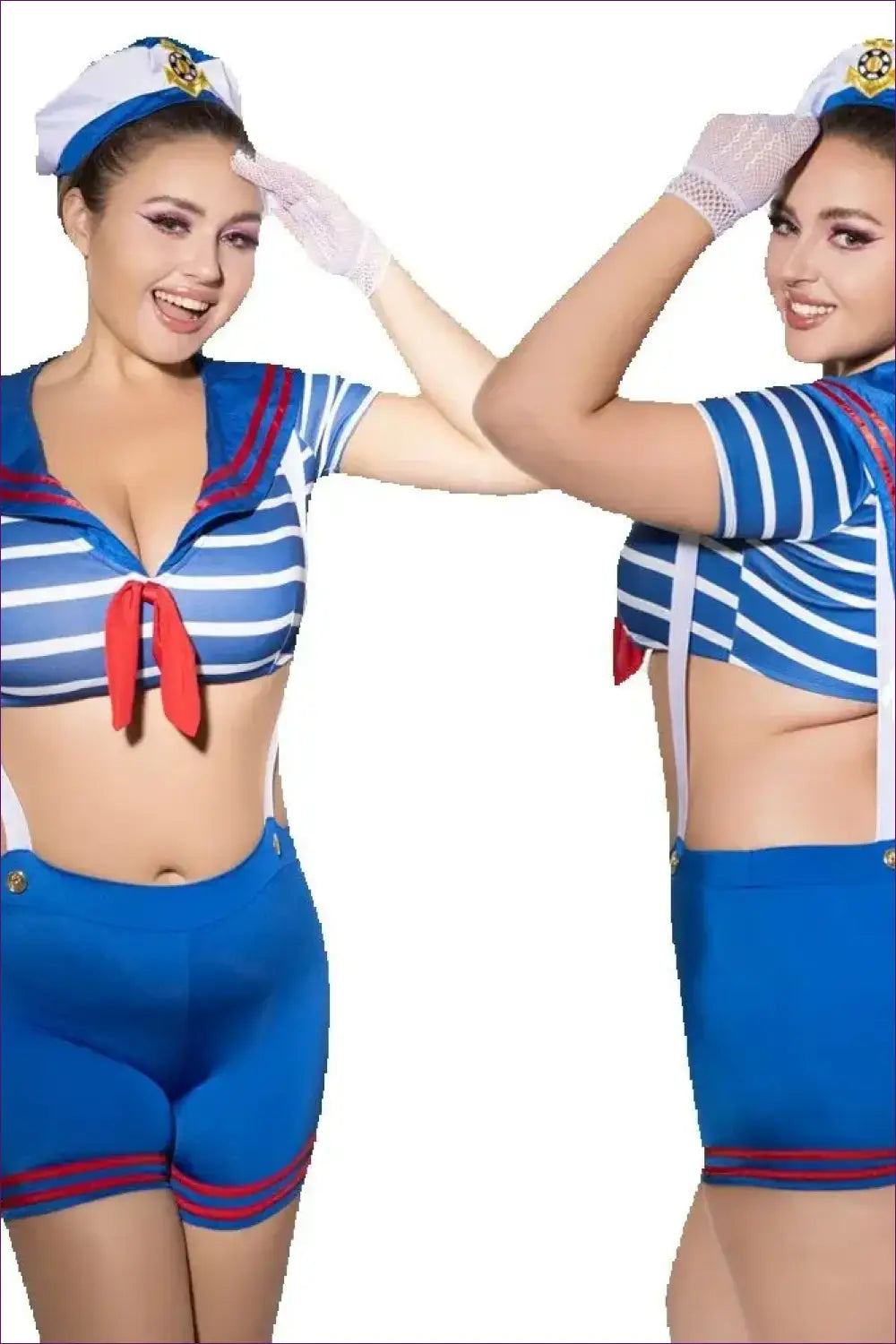 Sailor Costume with Suspender Strap Shorts - Cheerful Confidence - 01 / Xxl - Halloween • just in • Party • Role Play